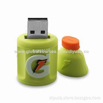 USB Flash Driver with 64MB to 32GB Capacity, 10-year Data Retention and Customized Shapes Available